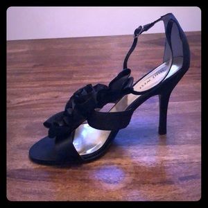 Strappy Heels/ Black Satin